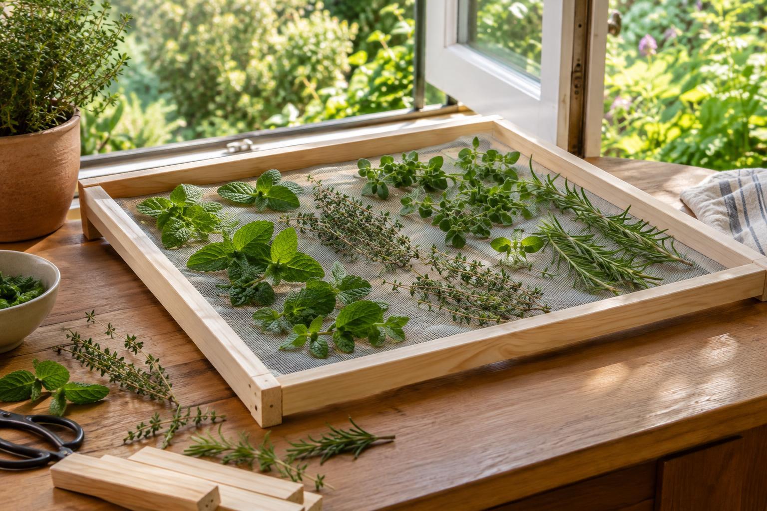 How to Make a Simple Drying Rack for Summer Garden Herbs