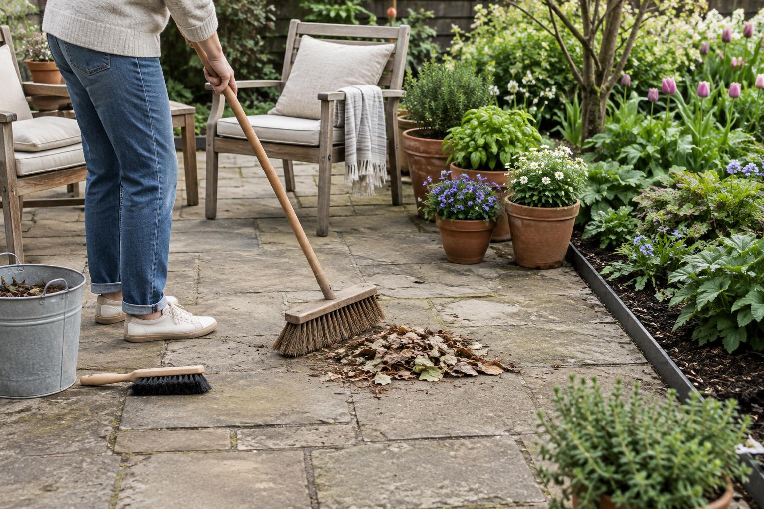 How to Clean and Reset a Patio for Spring Without Harming Nearby Plants